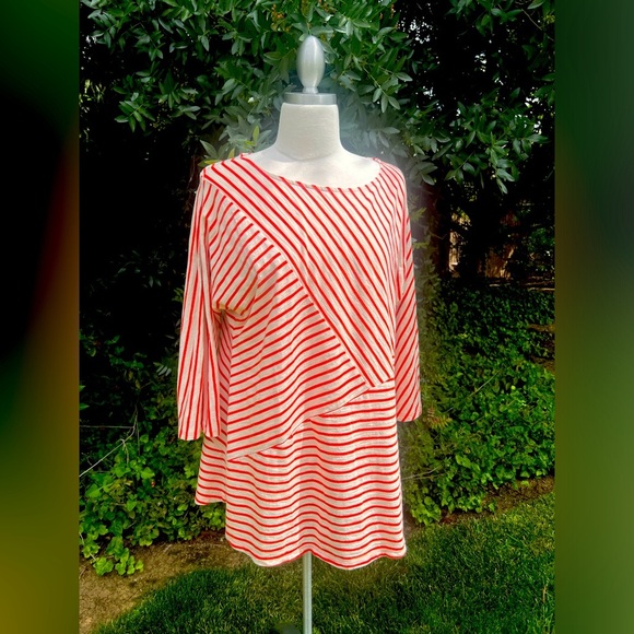 CHICO’S Striped Red and Cream Women's Top - Picture 1 of 8